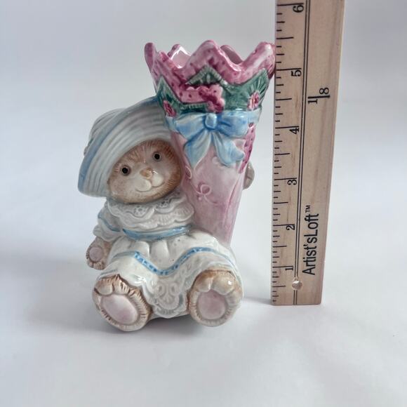 FITZ & FLYOD VINTAGE CERAMICS HYDRANGEA BEAR BUD VASE COLLECTIBLE HAND PAINTED - Picture 7 of 8